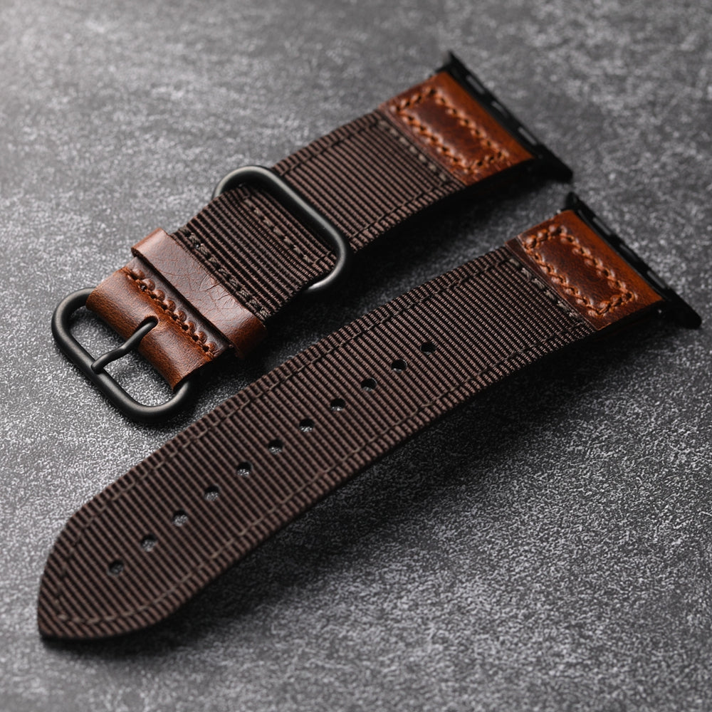 Handmade Nylon Leather Band: Estilo Artesanal y Durabilidad para Apple Watch