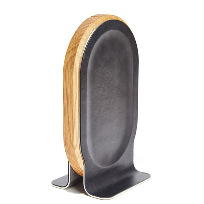 TuneBase: Soporte Premium de Madera y Cuero para Auriculares | Estilo y Protección