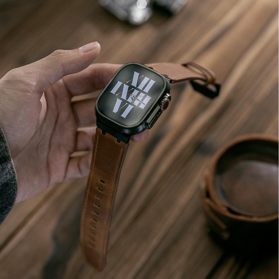 AP Leather Band: Lujo y Resistencia en Cuero Italiano para Apple Watch