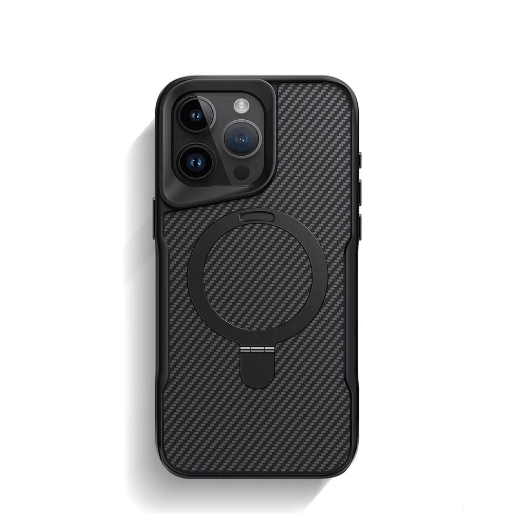 Armadura MagCase: Funda Magnética de Carbono para iPhone | Protección Extrema y Versatilidad con Soporte 360°