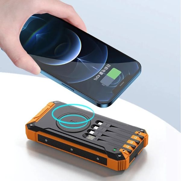 Power Sunbank: Cargador Solar 4 en 1 Inalámbrico de 50000mAh
