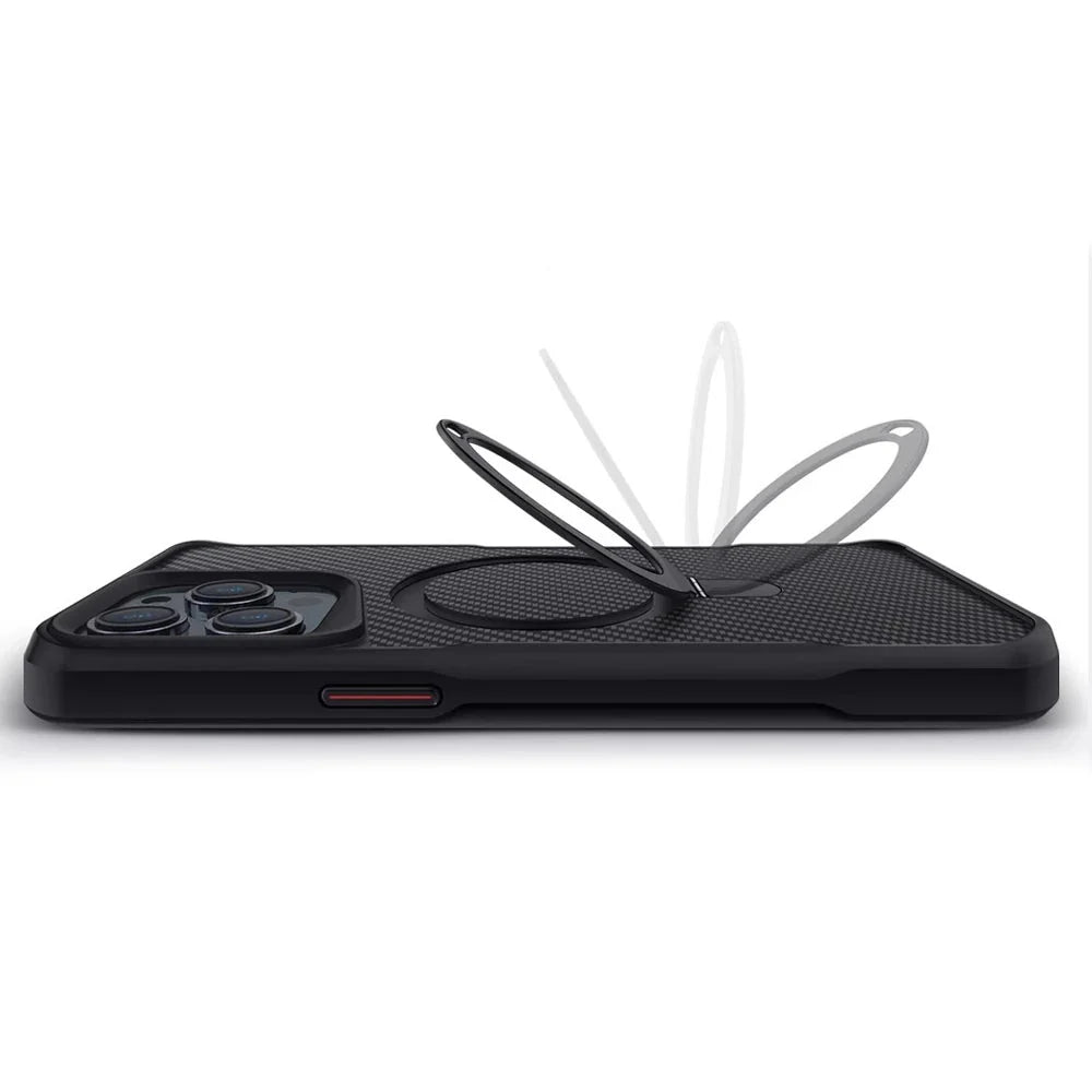 Armadura MagCase: Funda Magnética de Carbono para iPhone | Protección Extrema y Versatilidad con Soporte 360°