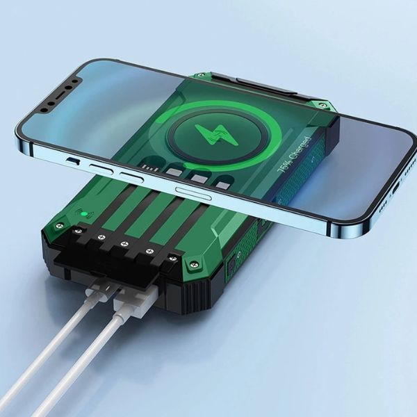 Power Sunbank: Cargador Solar 4 en 1 Inalámbrico de 50000mAh