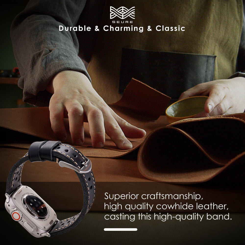 Vintage Racing Leather Band: Estilo Clásico y Deportivo para Apple Watch